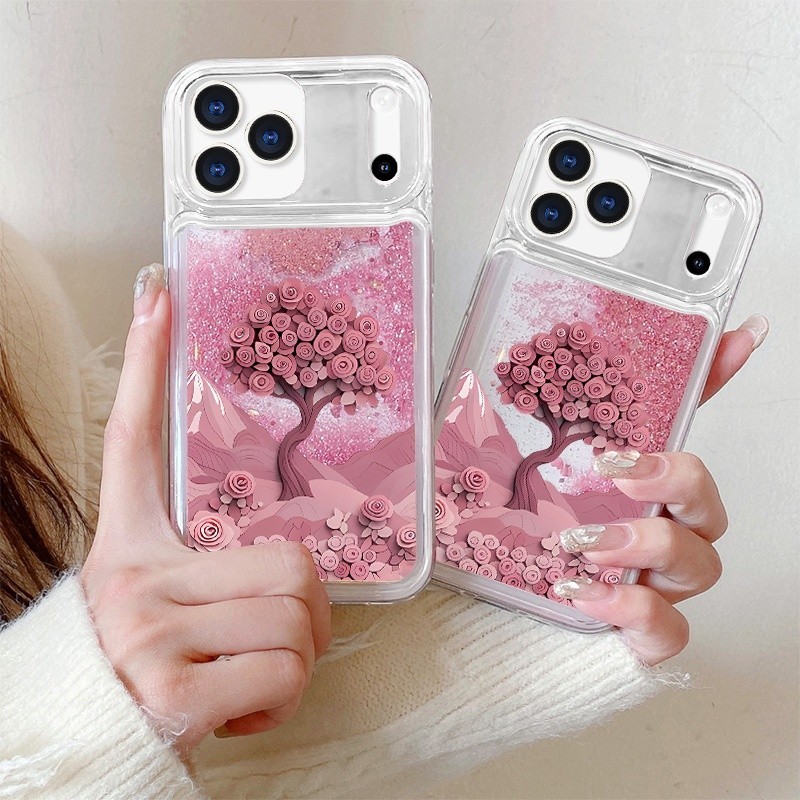 Compatível Com Samsung Galaxy A32 A22 M32 A22 A12 A02S A72 A52 A42 A71 A31 A21 Cenário Flor Líquido Glitter Telefone Cap