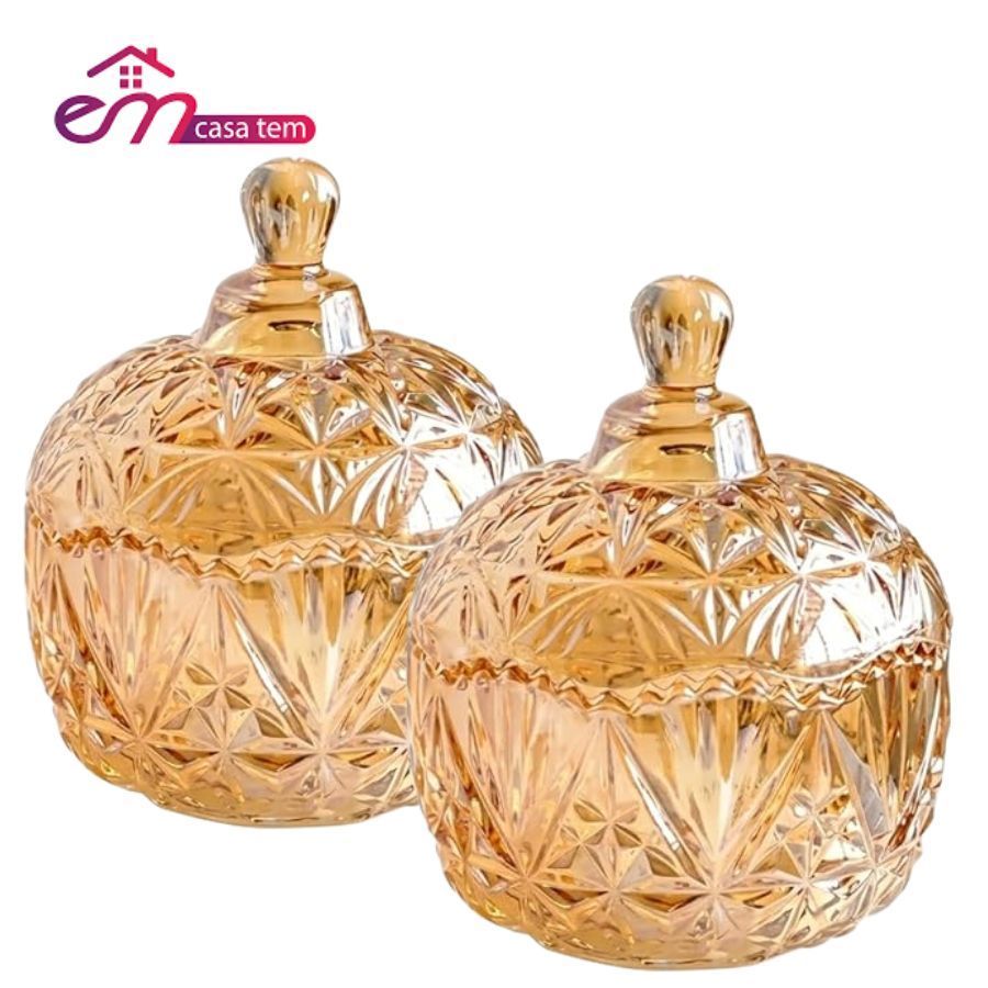 Bomboniere Vidro Gold Ambar Romenia 645ml/250ml Em Casa Tem