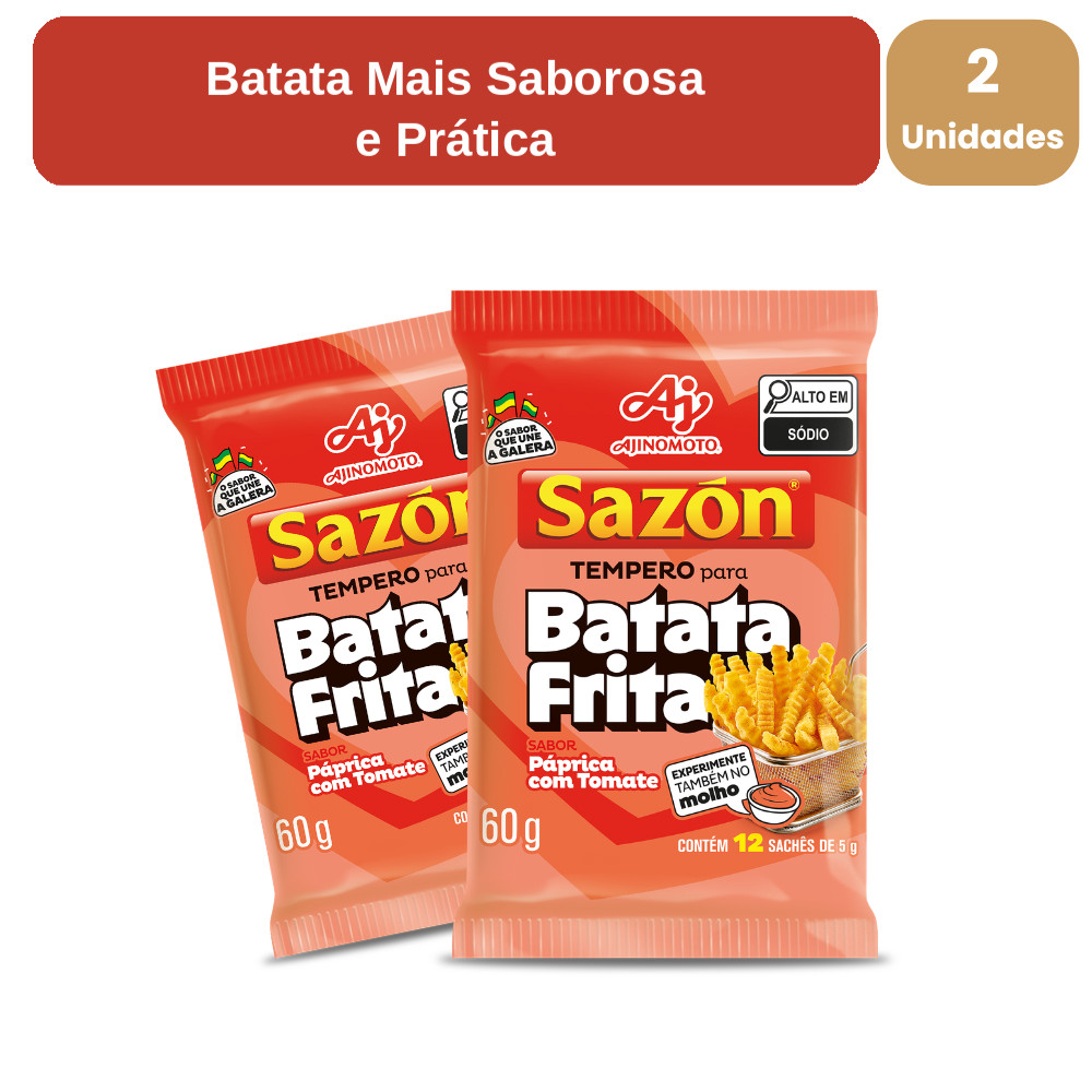 KIT SAZÓN® Tempero Para Batata Frita - Páprica com Tomate 60g 2 Uni
