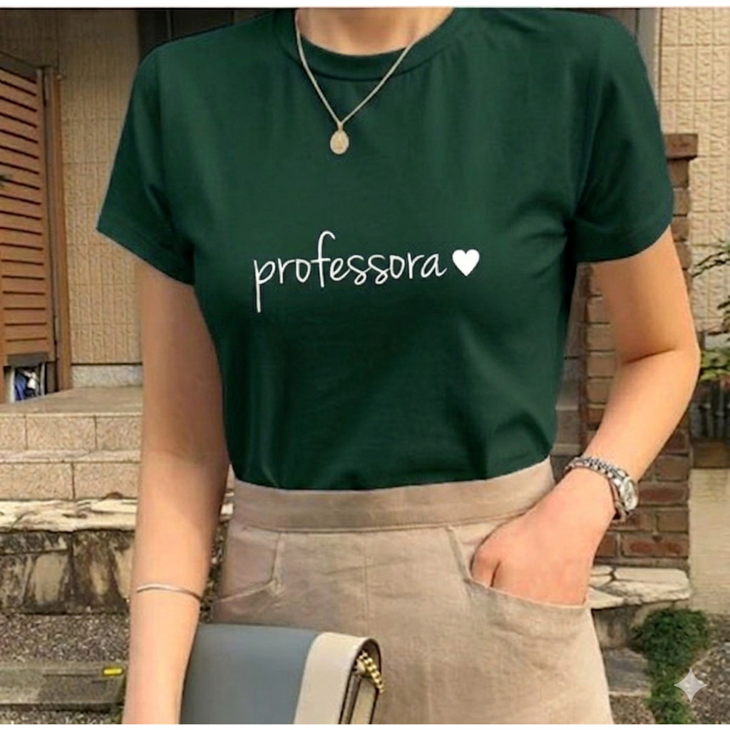 Camiseta T-shirts Camisa Blusa Feminina Algodão Premium Profissão Professora Pedagogia Confortável