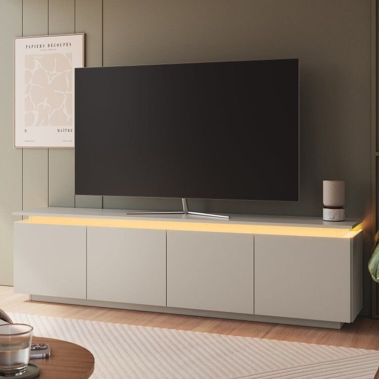 Rack para TV até 65 Polegadas com Iluminação em LED 183,4cm Rabat Yescasa Bege Arenas