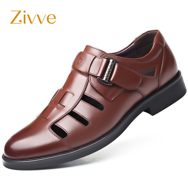 Sandálias masculinas sapatos pu novo estilo oco respirável sapatos casuais confortáveis sola macia sapatos masculinos de