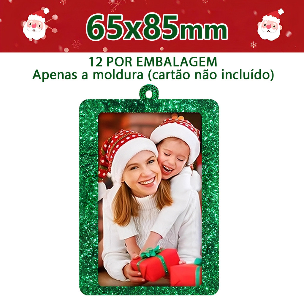 Moldura para Foto Lembrancinha de Natal Glitter HX638-09