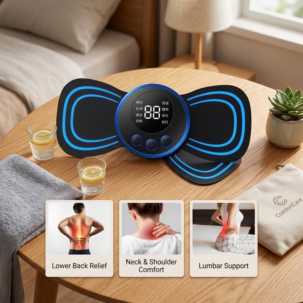 Massageador Cervical Eletrico EMS Portatil 8 Modos 19 Intensidades Alivio De Dores Corpo Todo