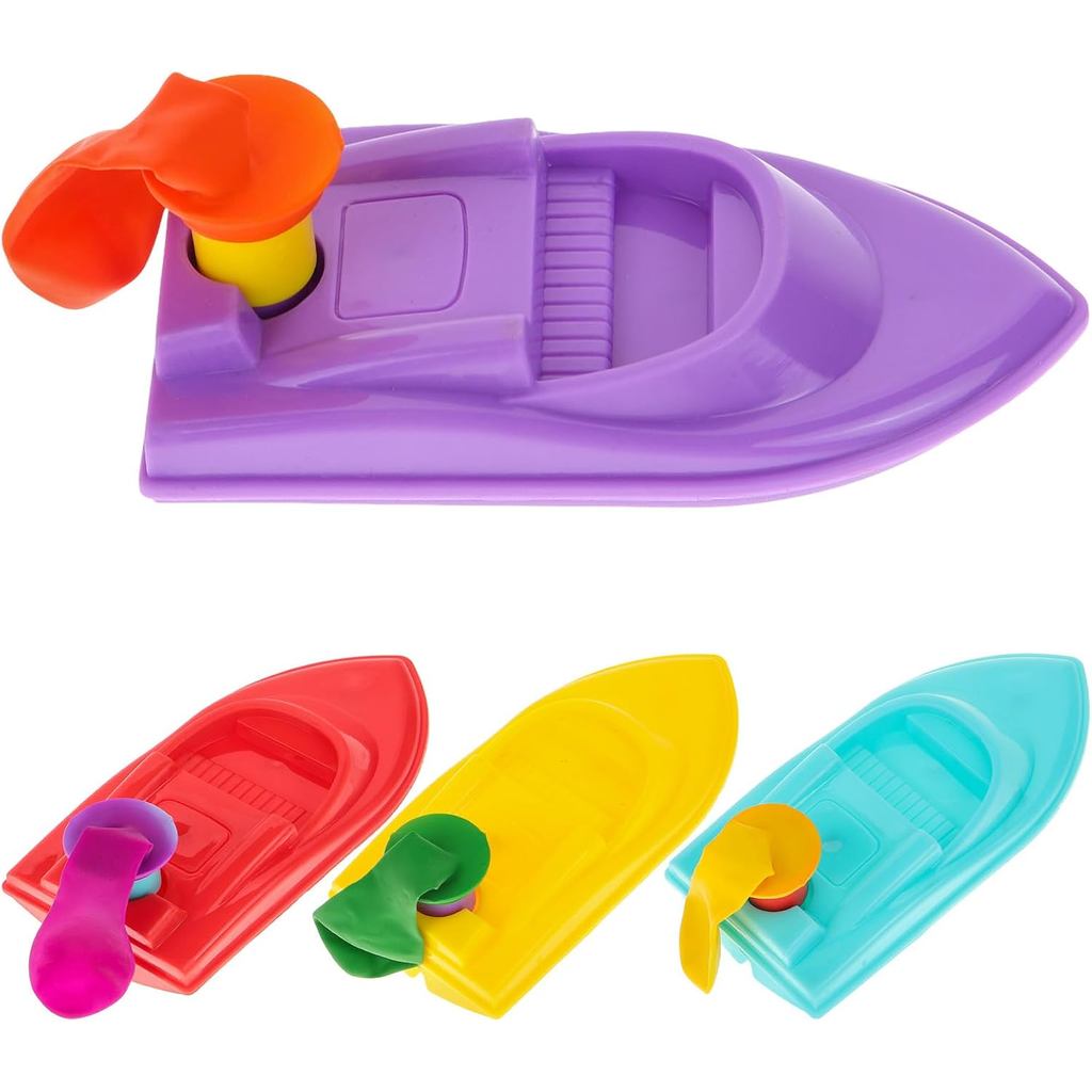 Kisangel 4 Peças Barco de Balão de Plástico, Barco Propulsado para Piscina, Brinquedos de Banho, Brinquedo Educativo par
