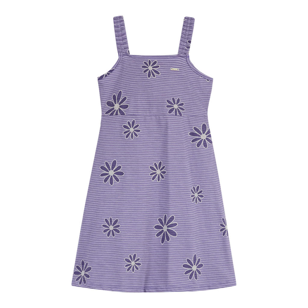 Vestido Infantil Menina Floral Com Amarração Elian Lilás — imagem 2 de 2