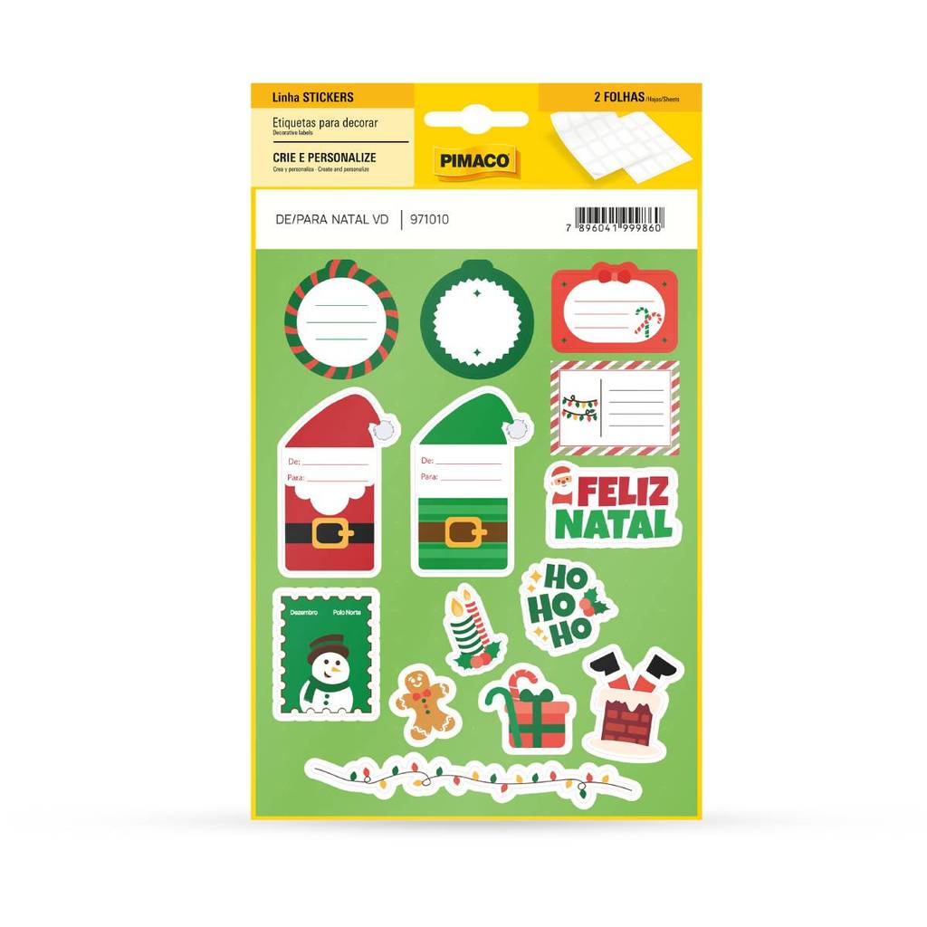 Etiqueta de/para Natal Verde com 30 unidades Pimaco