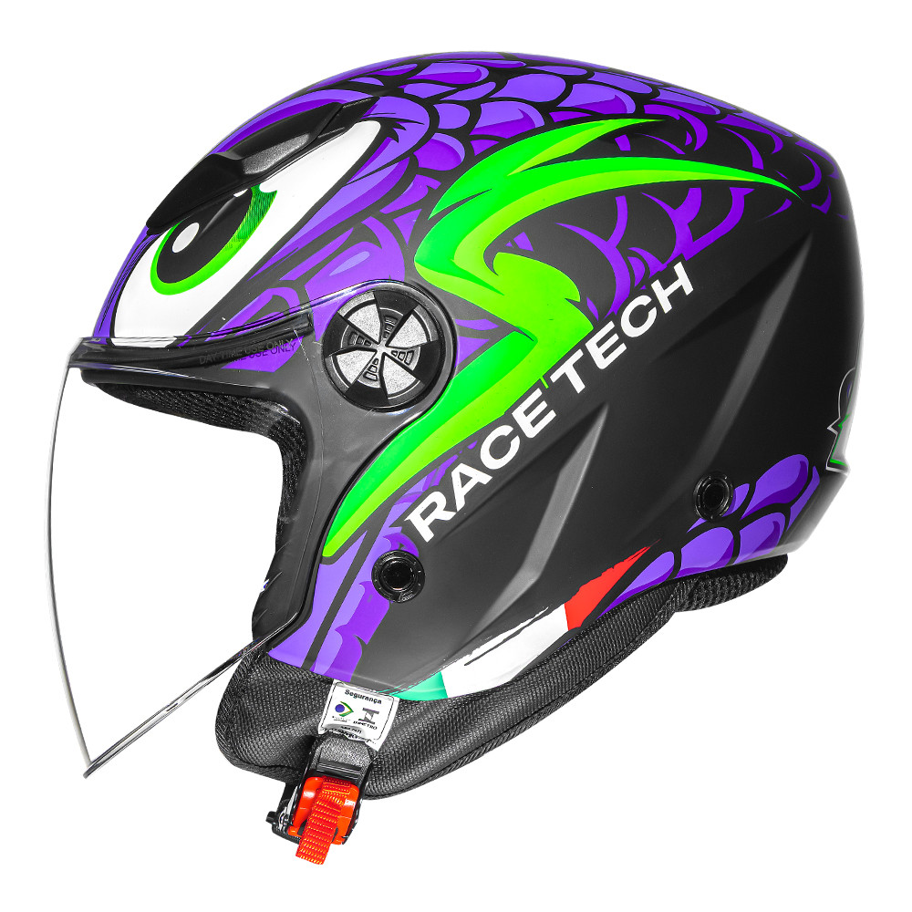 Capacete Aberto Race Tech Play Snake Roxo Olho Blade Violeta
