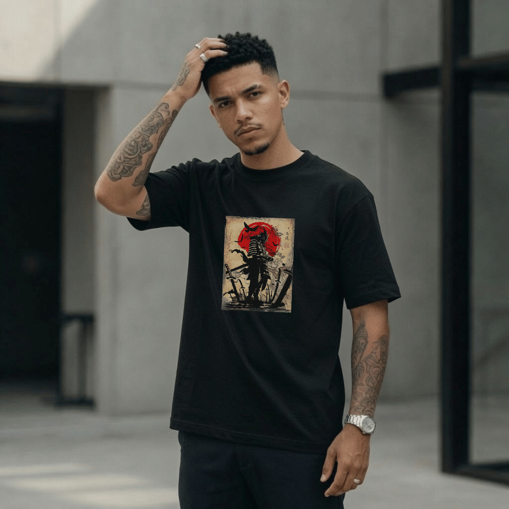 Camiseta Masculina Estampada Japao Samurai 100% Algodão Premium Camisa Blusa Homem Academia Confortavel Plus Size