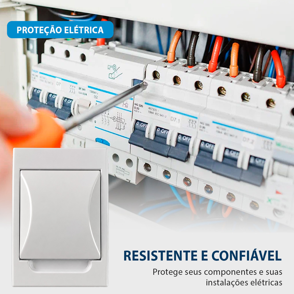 Quadro Caixa de Distribuição 4 Disjuntor Interruptor 4 Polos Din Sobrepor Acompanha Trilho din PVC — imagem 2 de 2