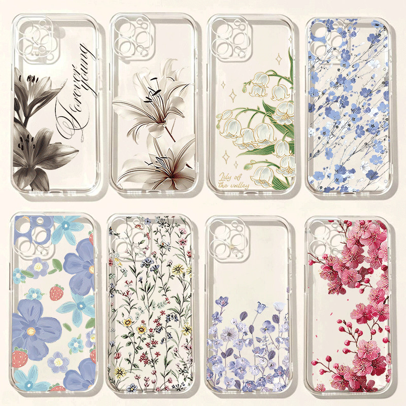 Capa De Telefone Padrão De Flor Vibrante Para Samsung Galaxy A53 A33 A22 A03 A12 A02 A52 A72 A32 A31 A20S 5G Transparent
