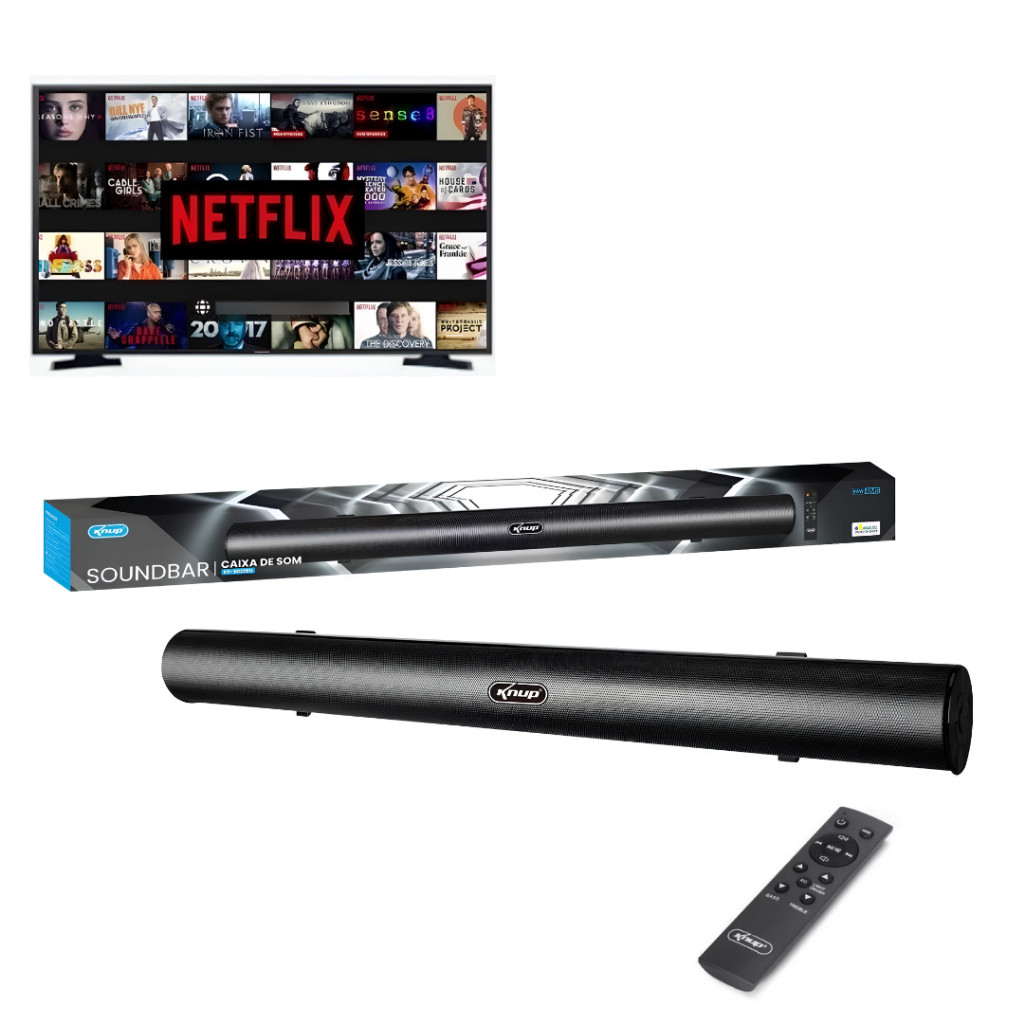 Caixa de Som Soundbar para TV Bluetooth 60W RMS 2.0 Bluetooth HDMI ARC Óptico USB Rádio FM Bivolt