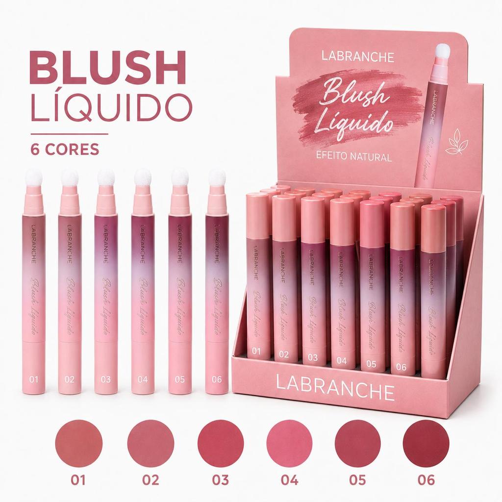Blush Líquido com Aplicador de Esponja, Longa Duração, Acabamento Natural, Fácil de Espalhar, LABRANCHE