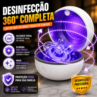 Esterilizador De Chupeta Bebê Anel Dentadura Luz UV Portátil Recarregável Estojo Desinfetante Mordedor Joias Bivolt