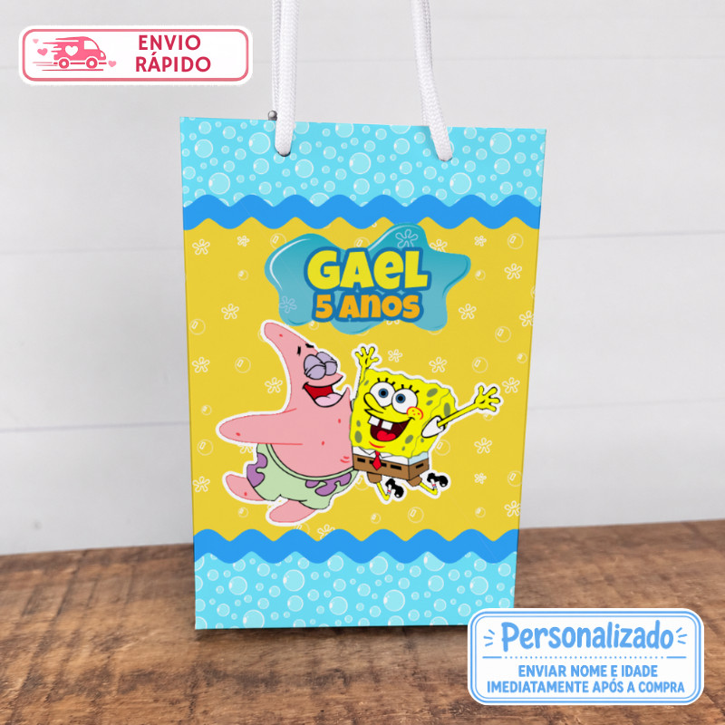 Sacolinha Personalizada Bob Esponja Lembrancinhas Festa Aniversário Infantil