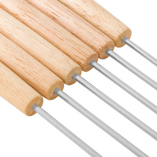 Em estoque: Conjunto de 6 garfos para fondue de queijo suíço com cabos de carvalho, garfos para fondue de queijo e choco