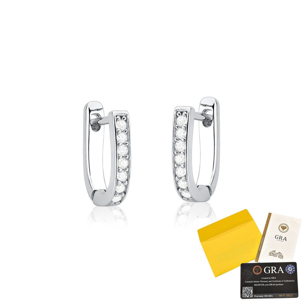 Brinco Moissanite de Prata 925 Argola Slim Cravejada