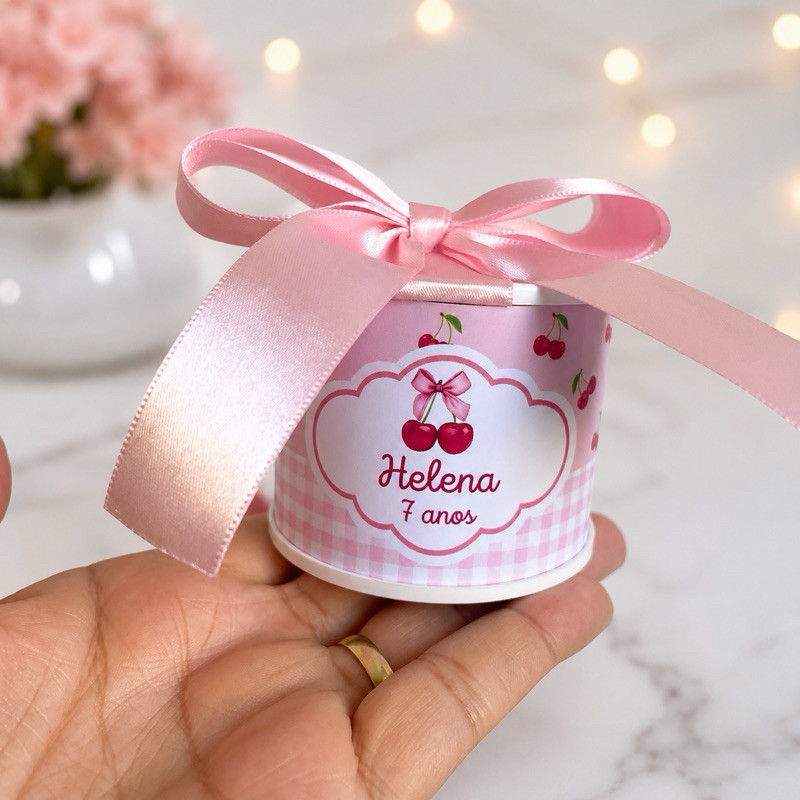Kit Tubolatas Personalizadas Cereja Lembrancinha Cerejinha Maternidade Batizado Aniversário Casamento 5x6