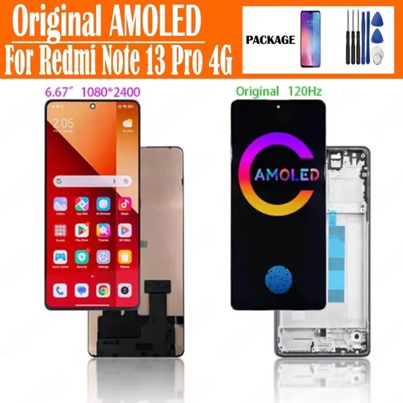 Original AMOLED Para Xiaomi Redmi Nota 13 Pro 4G Display LCD 23117RA68G Tela De