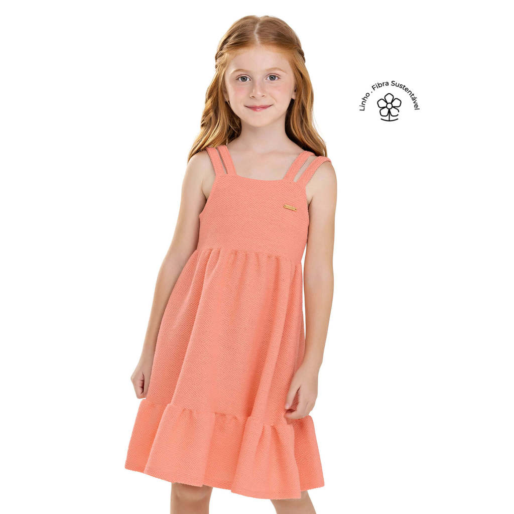 Vestido Infantil Menina Tricô Linho Colorittá Laranja