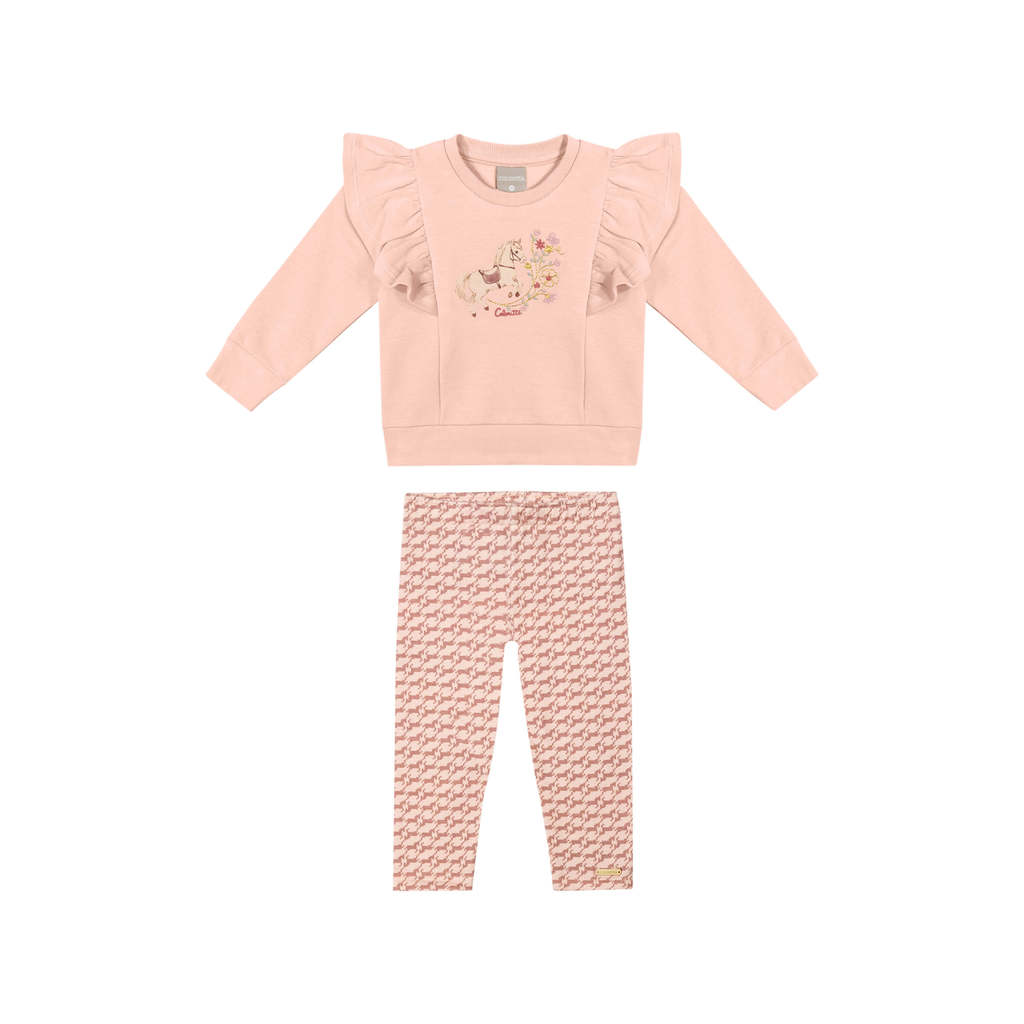 Conjunto Bebê Menina Babados Cavalinho Colorittá Rosa
