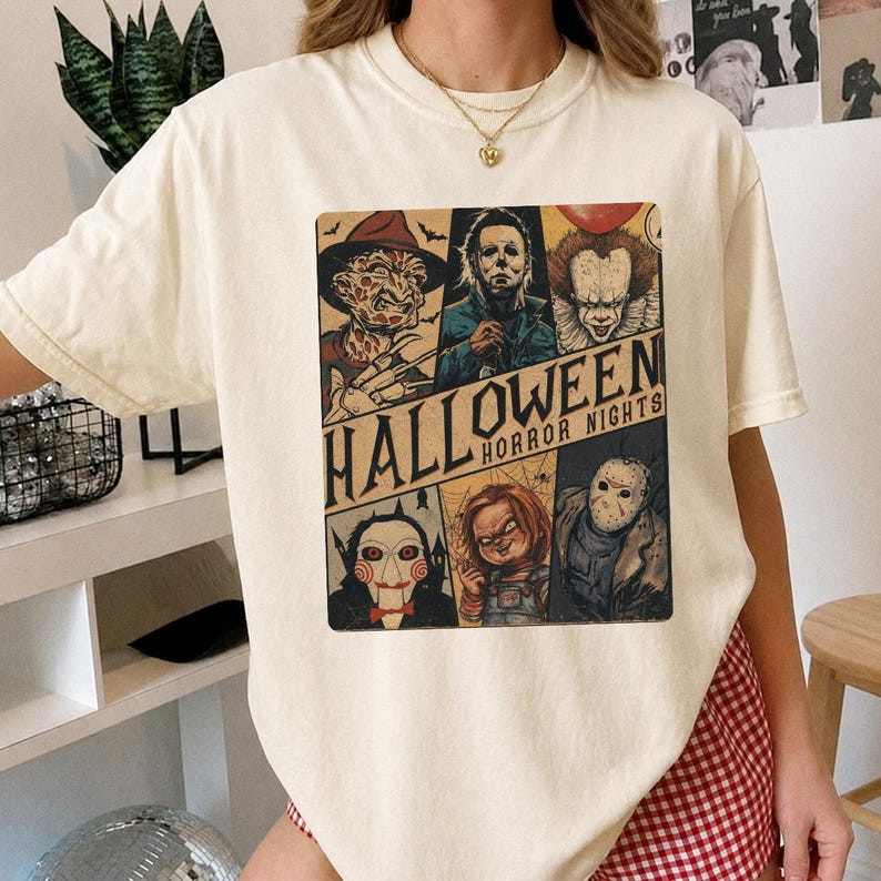 Camiseta Masculina Feminina Personagens Filmes de Terror Halloween Anime T‑shirt Unissex Streetwear Envio Imediato