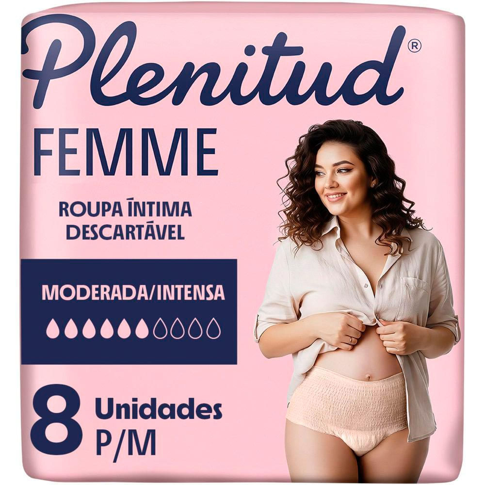 Imagem Roupa Íntima Plenitud Femme Tamanho P/M com 8 Unidades