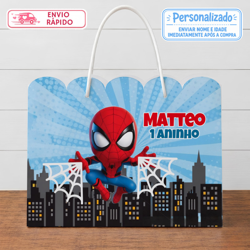 Sacolinha Homem Aranha Baby Spider Personalizada Lembrancinhas Festa infantil Aniversário Sacola G