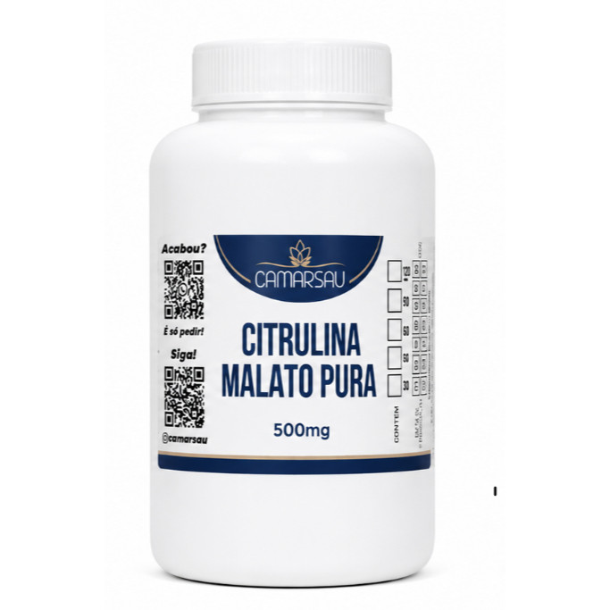 L Citrulina Malato 120 Cápsulas Pré treino Vasodilatador Aminoácido Resistência Suplemento Performance Desempenho