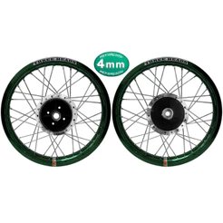 Par Roda Three Heads Verde Musgo Tambor Diamantado Ybr 125 / Factor Raios 4mm Cromado