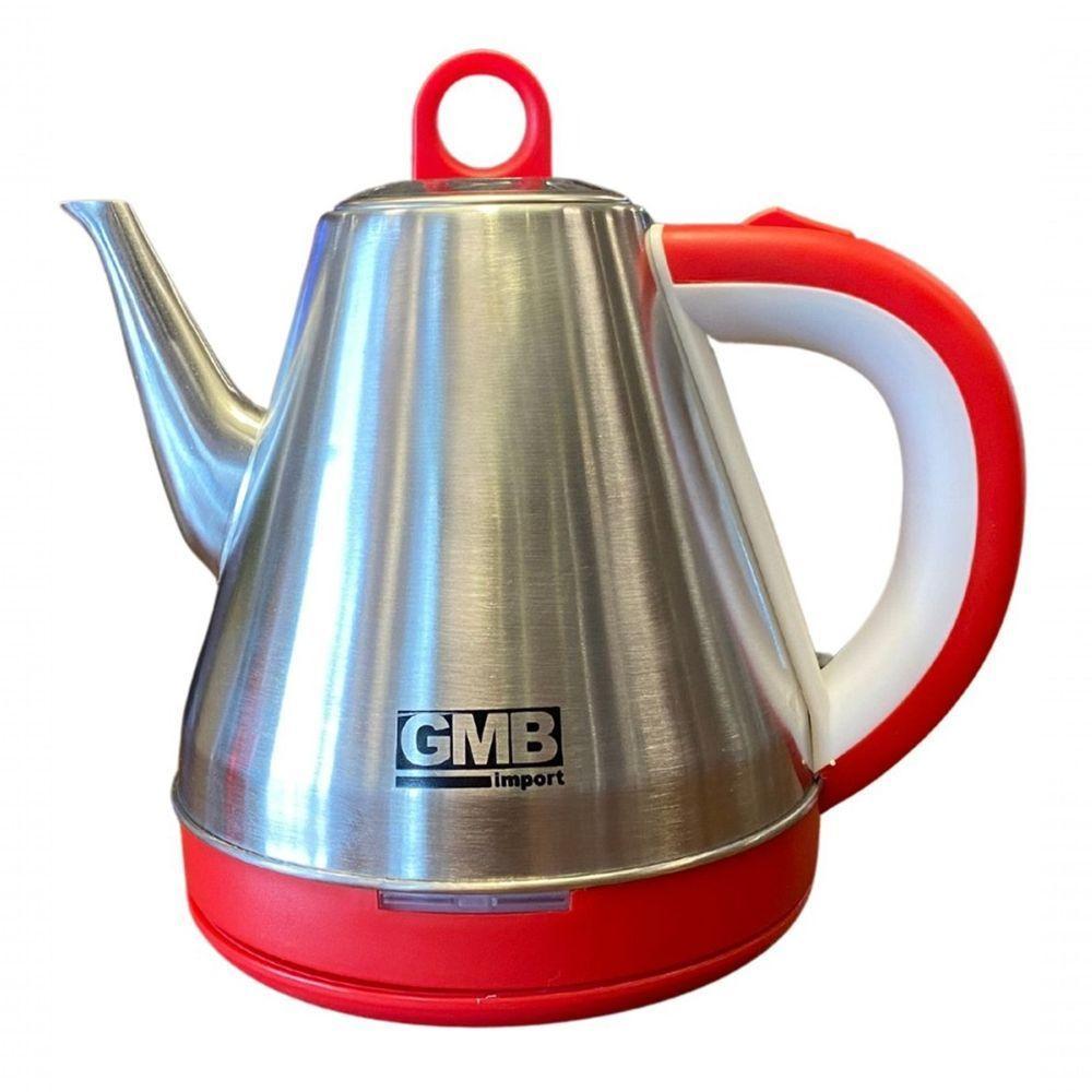 Chaleira Elétrica GMB Aço Inox 1,5L Vermelha 1500W com Desligamento Automático 110V