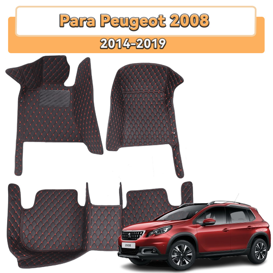 Tapetes De Carro 3D , Para Peugeot 2008 2014-2019 , Feitos De material De Couro .