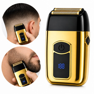 Maquina de Cortar Cabelo Maquininha Acabamento Shaver Metal Dourada Profissional Sem Fio Recarregavel
