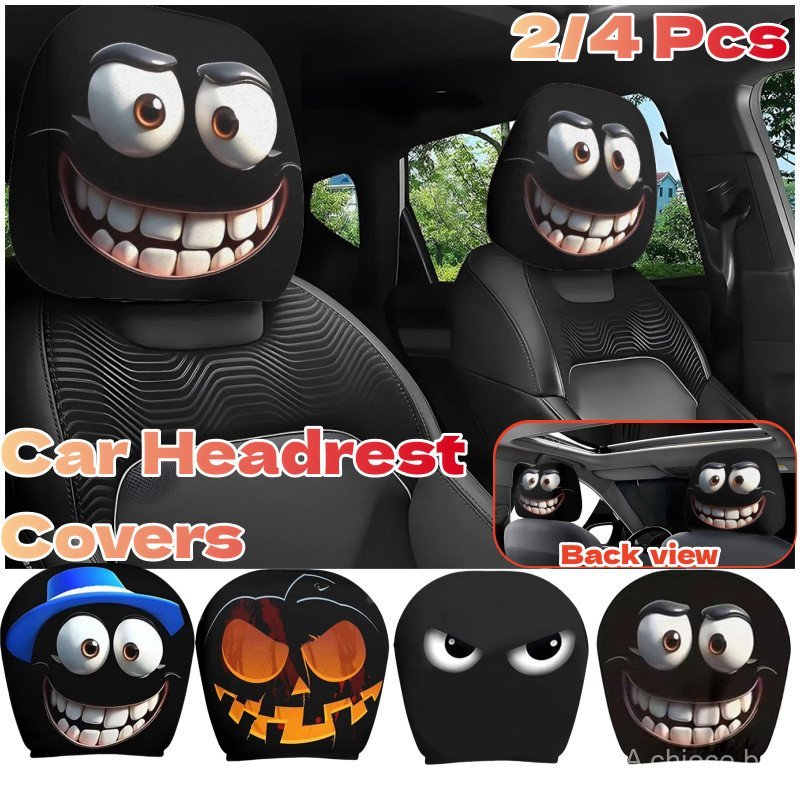 2/4 Pçs Rosto Sorridente Impresso Fronha De Carro Macio E Confortável Capa De Almofada Decorativa Assento Automático Enc