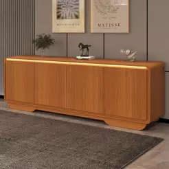 Aparador Buffet 4 Portas Com Led Arcus 218 Cm Orgânico