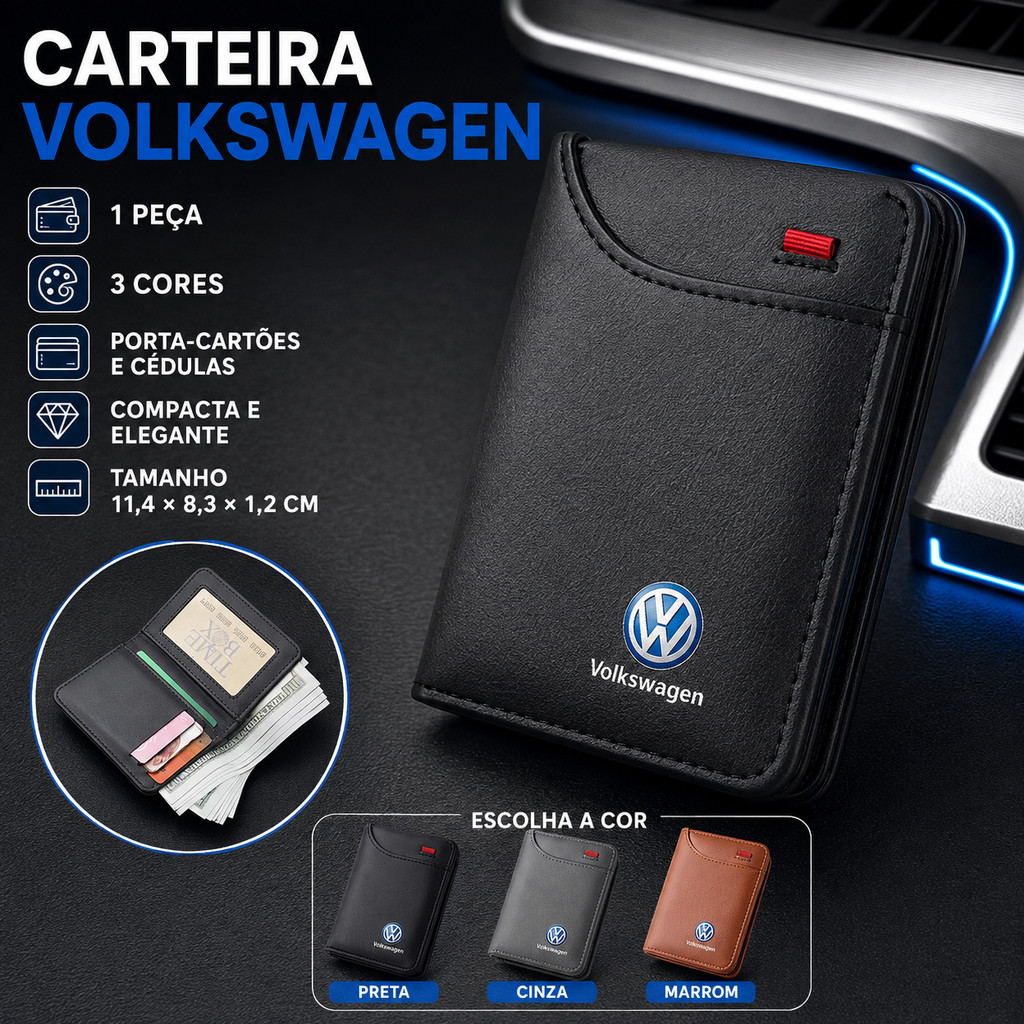 Cartão Carteira Compacto VW E Porta-Dinheiro Para Saveiro Robusta Extreme Gol Trend Voyage Comfortline Fox Xtreme SpaceF