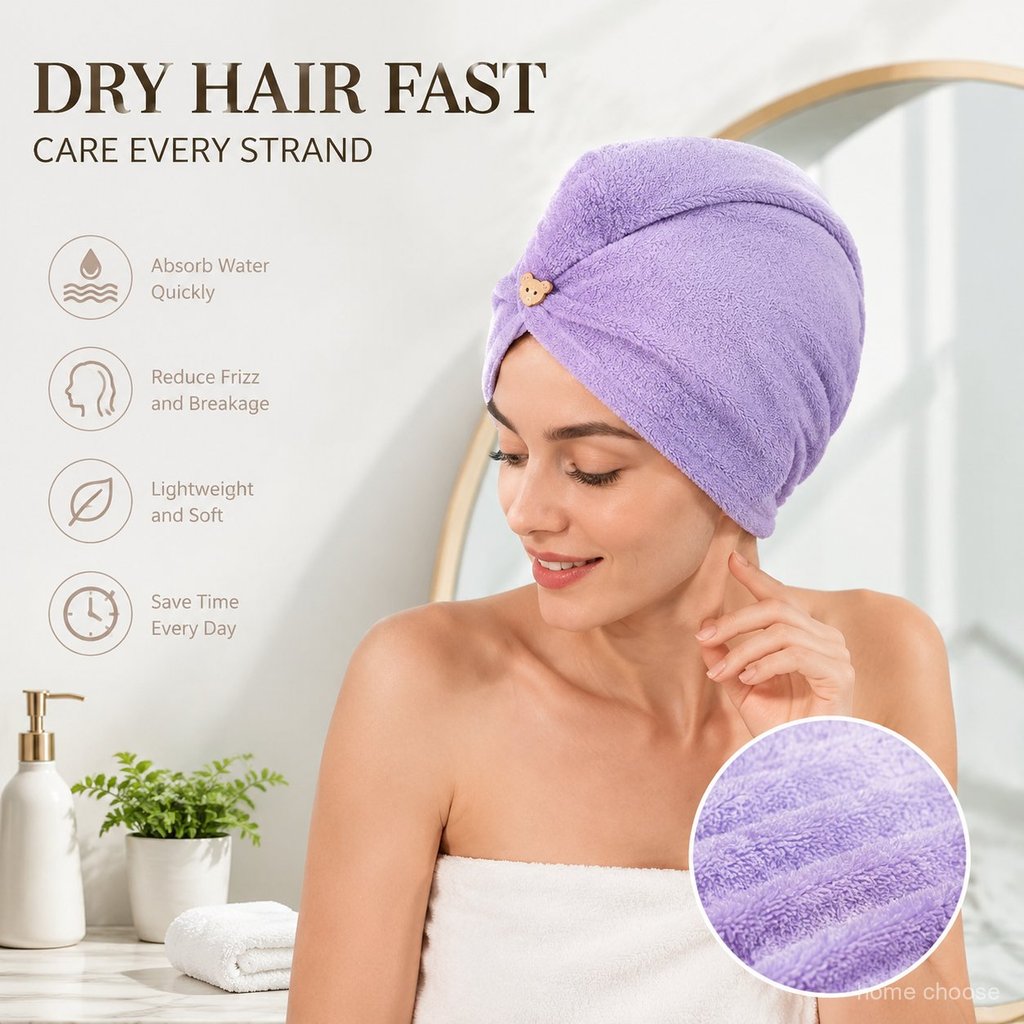 5 Pcs Toalha De Cabelo Absorvente Azul Confortável E Macia Enfeite Encantador