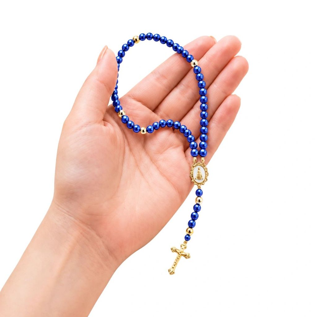 Terço Católico Nossa Senhora com Crucifixo Dourado Rosário Religioso para Oração Fé e Presente