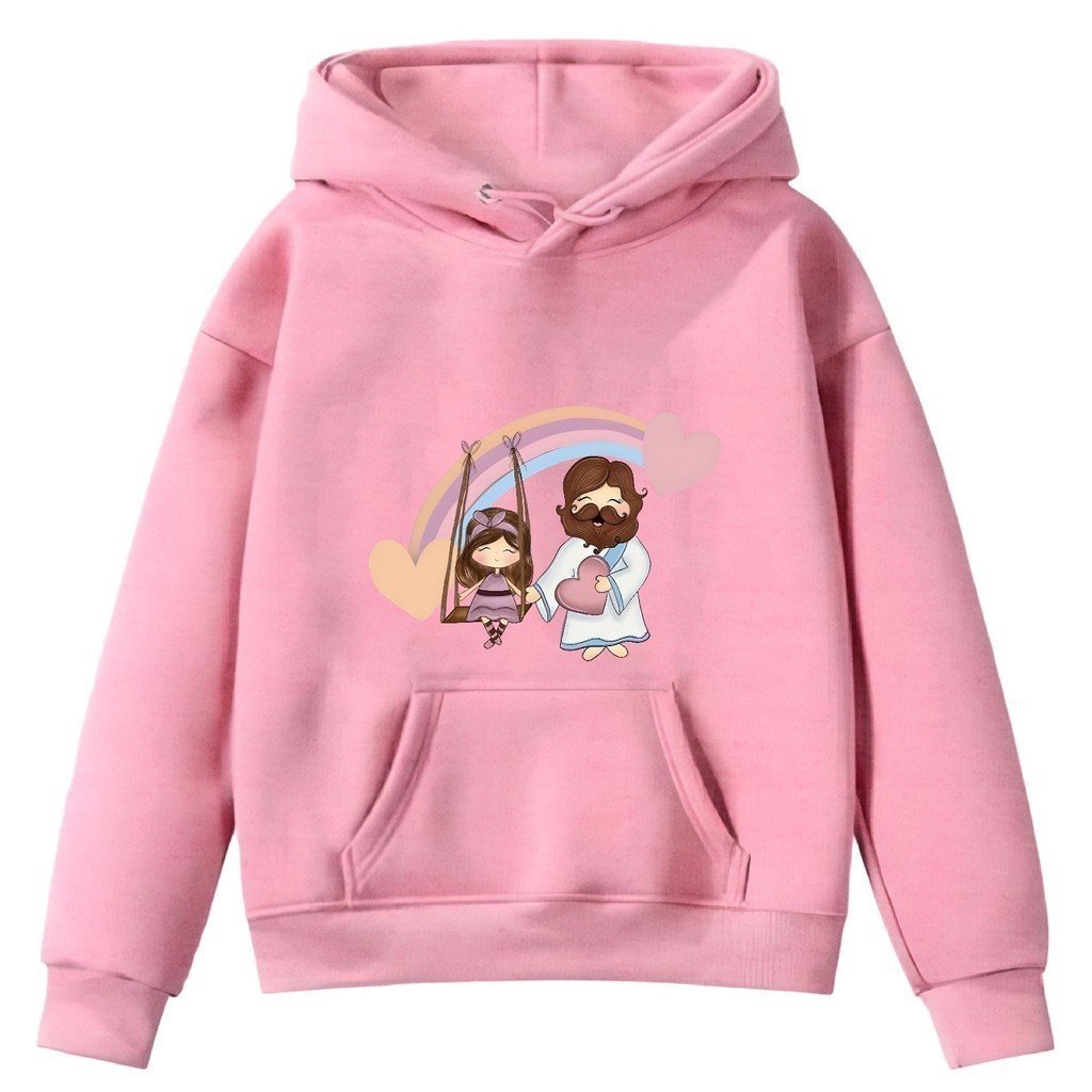 Moletom Infantil Unissex Masculino Feminino Estampado Jesus e Criança Envio Rápido
