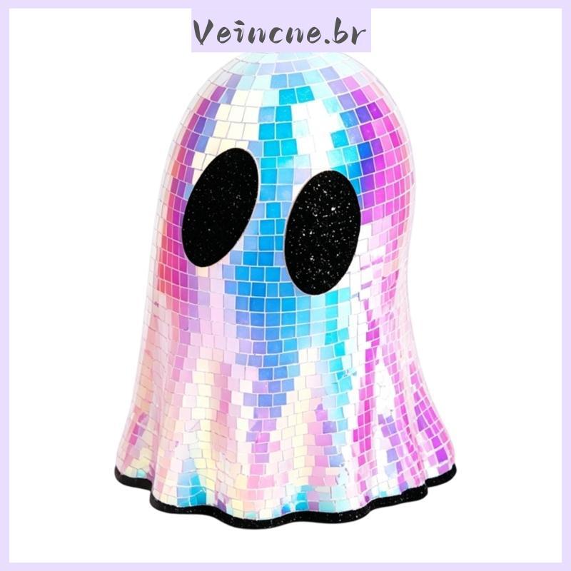 VEI Espelhado Discoteca Ghostly Decorações Estatueta Com Brilho Reflexivo Pequeno Destaque De Halloween Para Estantes De