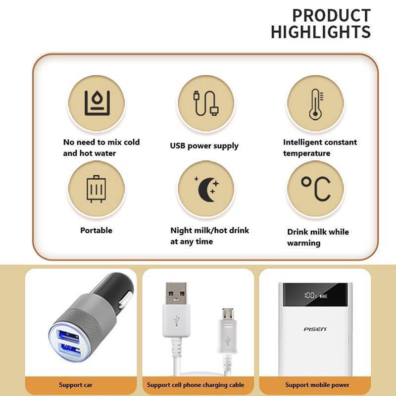[InterfunB] Aquecedor De Água Para Leite USB Carrinho De Viagem Bolsa Isolada Mamadeira Bebês Recém-Nascidos Aquecedores
