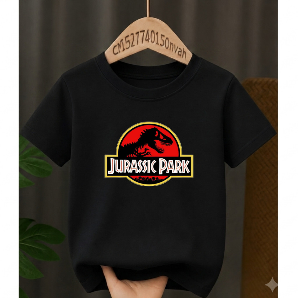 Camiseta Infantil Juvenil Jurassic Park Confortável 100% Algodão Fio 30.1 Dinossauro Unissex Kawaii Cartoon