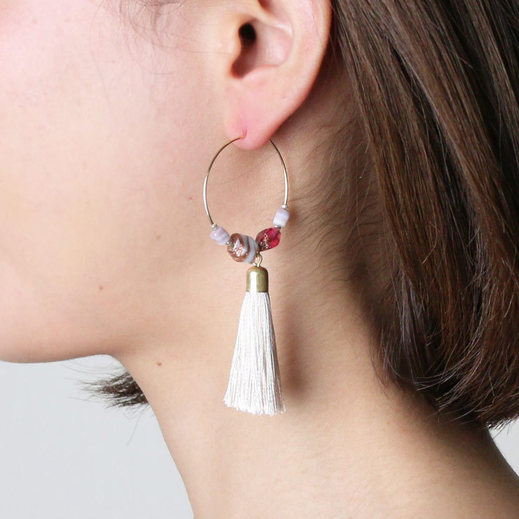 Primavera japão importado DIY brinco acessórios moda única borla requintado frisado acessórios jóias