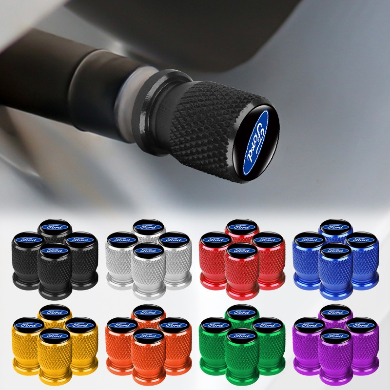novo4pcs Válvula Roscada De Liga Leve Com Rosca Para Carro À Prova De Vazamentos Tampa 3D Logotipo Do De Pneu Ford Kuga 