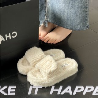 Moda de sola grossa Velcro chinelos de algodão feminino outono inverno novo estilo versão coreana exterior Wear All-Matc