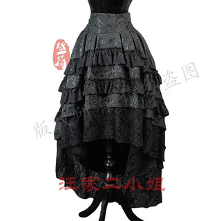 Multi-camada renda bolo saia curta frente curta volta longo Retro palácio cintura alta espartilho saia cosplay preto sai