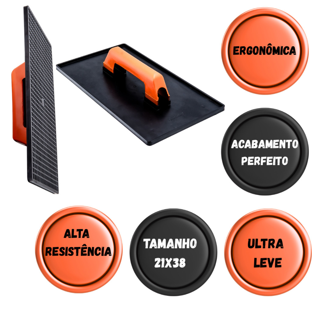 Desempenadeira Plástica Corrugada 21x38 para Reboco Argamassa Gesso Cimento