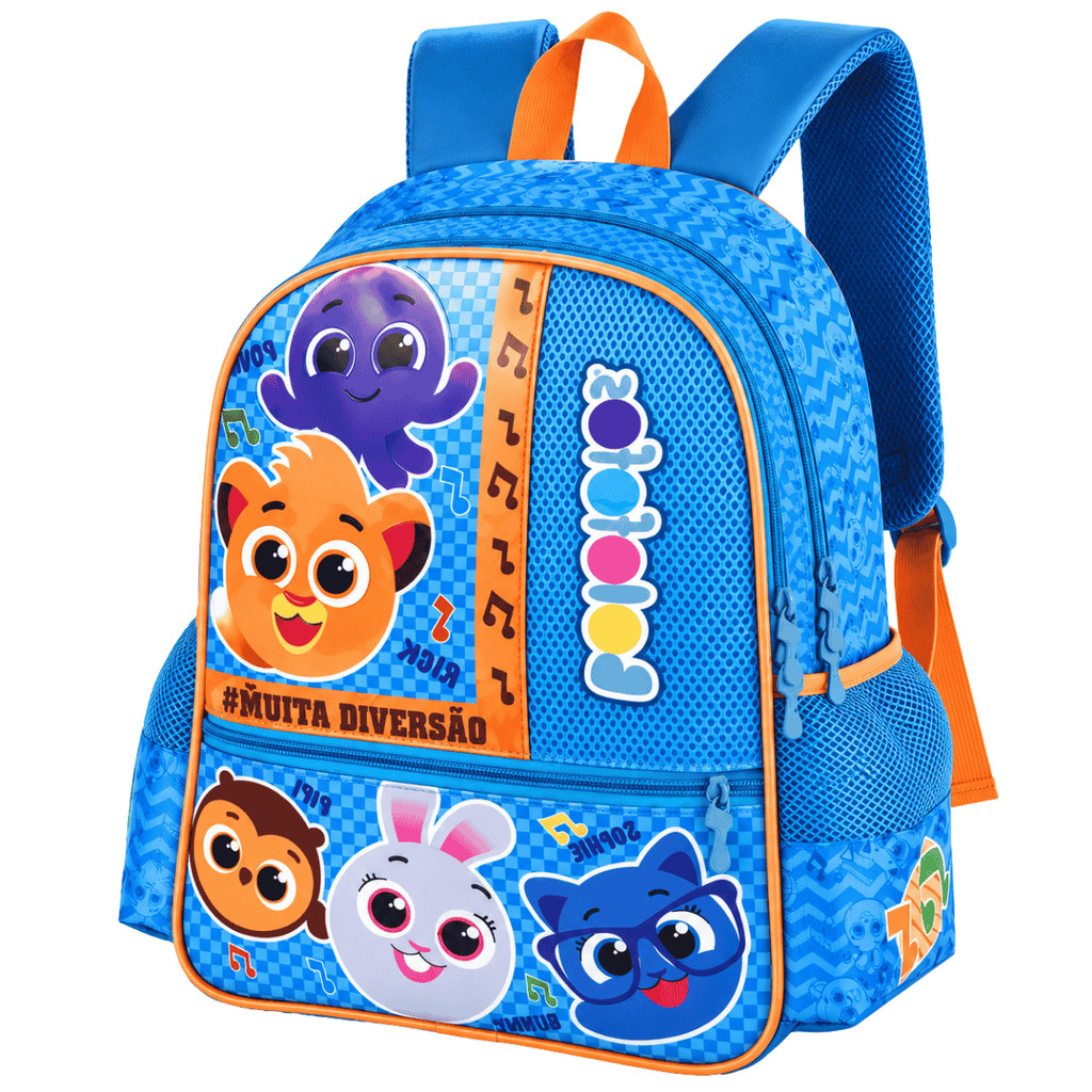 Mochila Escolar Infantil Bolofofos Menino Azul Estilosa
