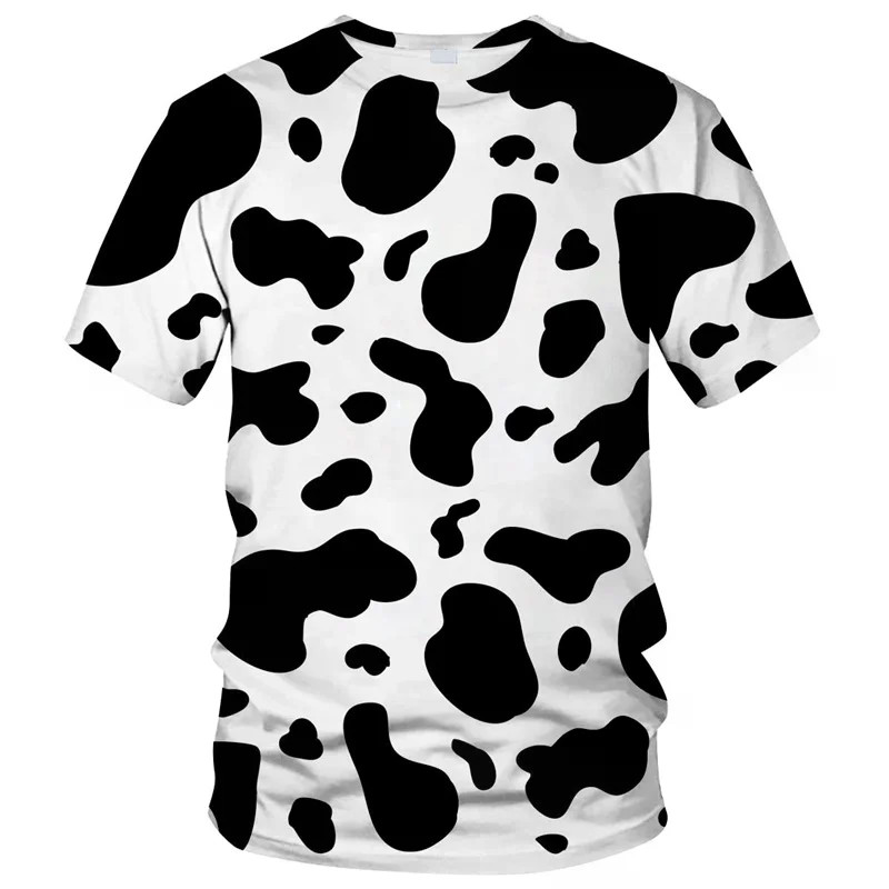 Padrão De Vaca T Camisa Para Homem Colorido Dos Desenhos Animados 3D Impresso Camisetas Verão Casual Crianças Rua Solta 