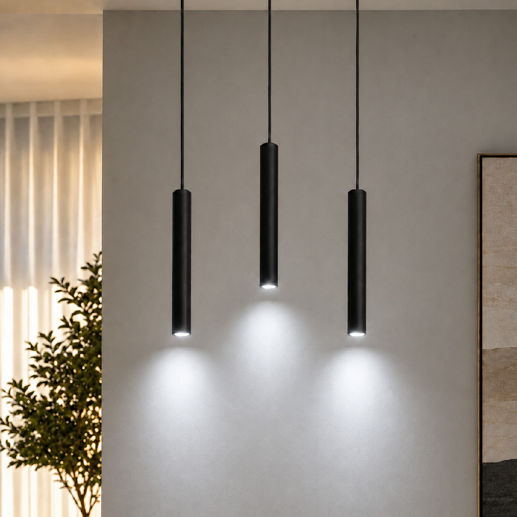 Imagem Kit 3 Luminaria Pendente Led Zen 5w 6500K Branco Frio 15cm Preto Cod: ALUT001123-3 Alut By Avant